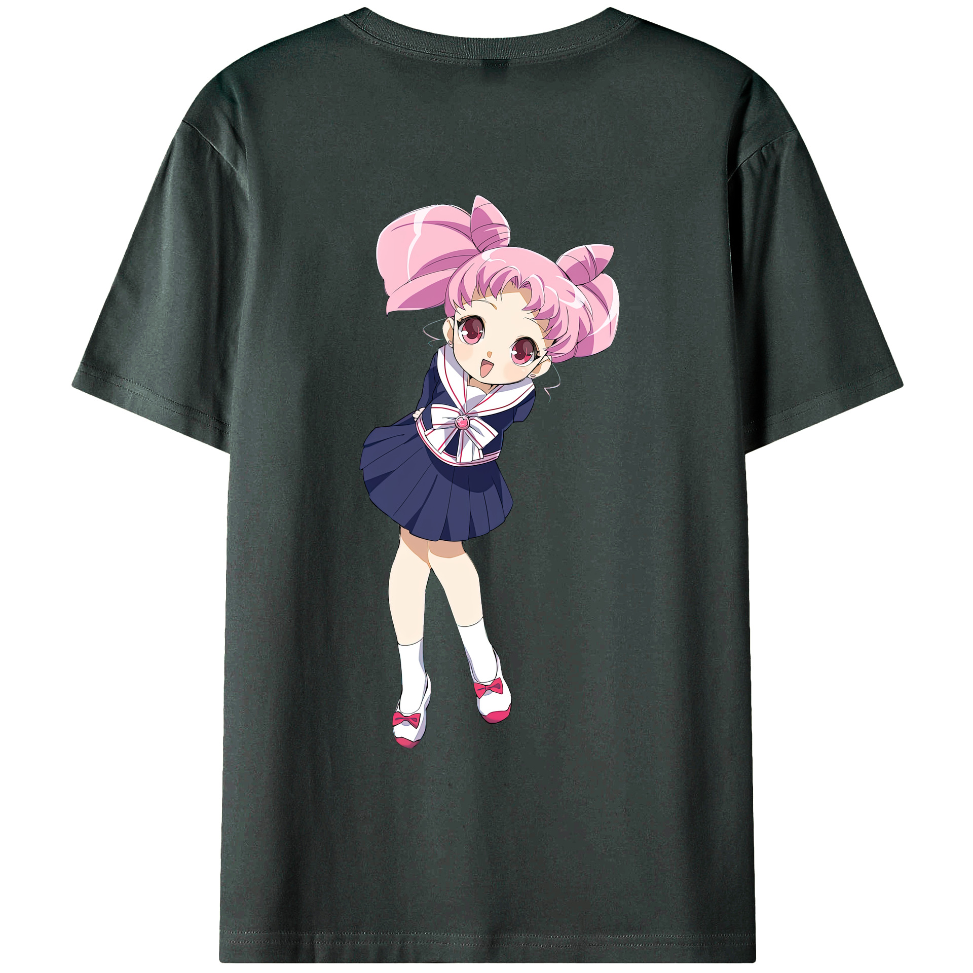 （画像用） 美少女戦士セーラームーン ちびうさ Sailor Moon Chibiusa Tsukino Usagi Small Lady Serenity 綿100％ メンズ半袖Tシャツ（バックプリント） 通気性